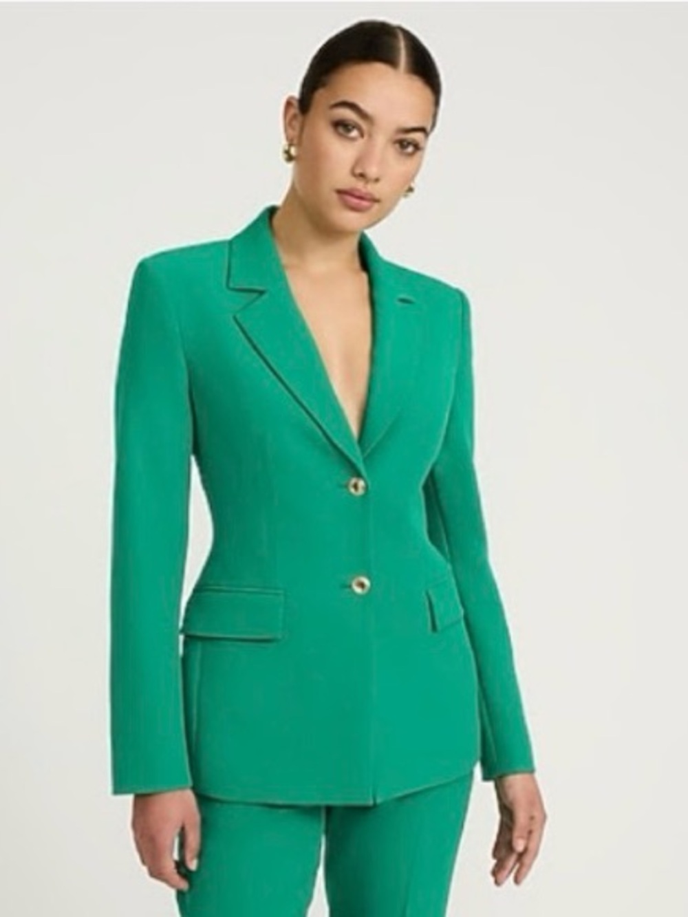 NWT Express Novelty Button Corset Blazer in Studio Stretch Twill